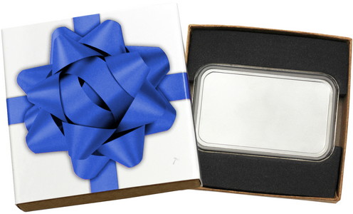 SilverTowne Natural Kraft Paper Gift Box with Blue Bow Box Sleeve & Capsule - Product Packaging [Add $7.00]